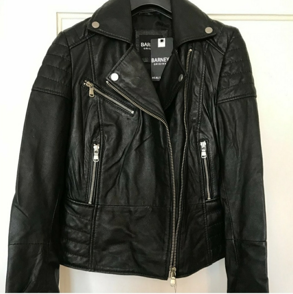 Barney's real leather moto jacket US size 6